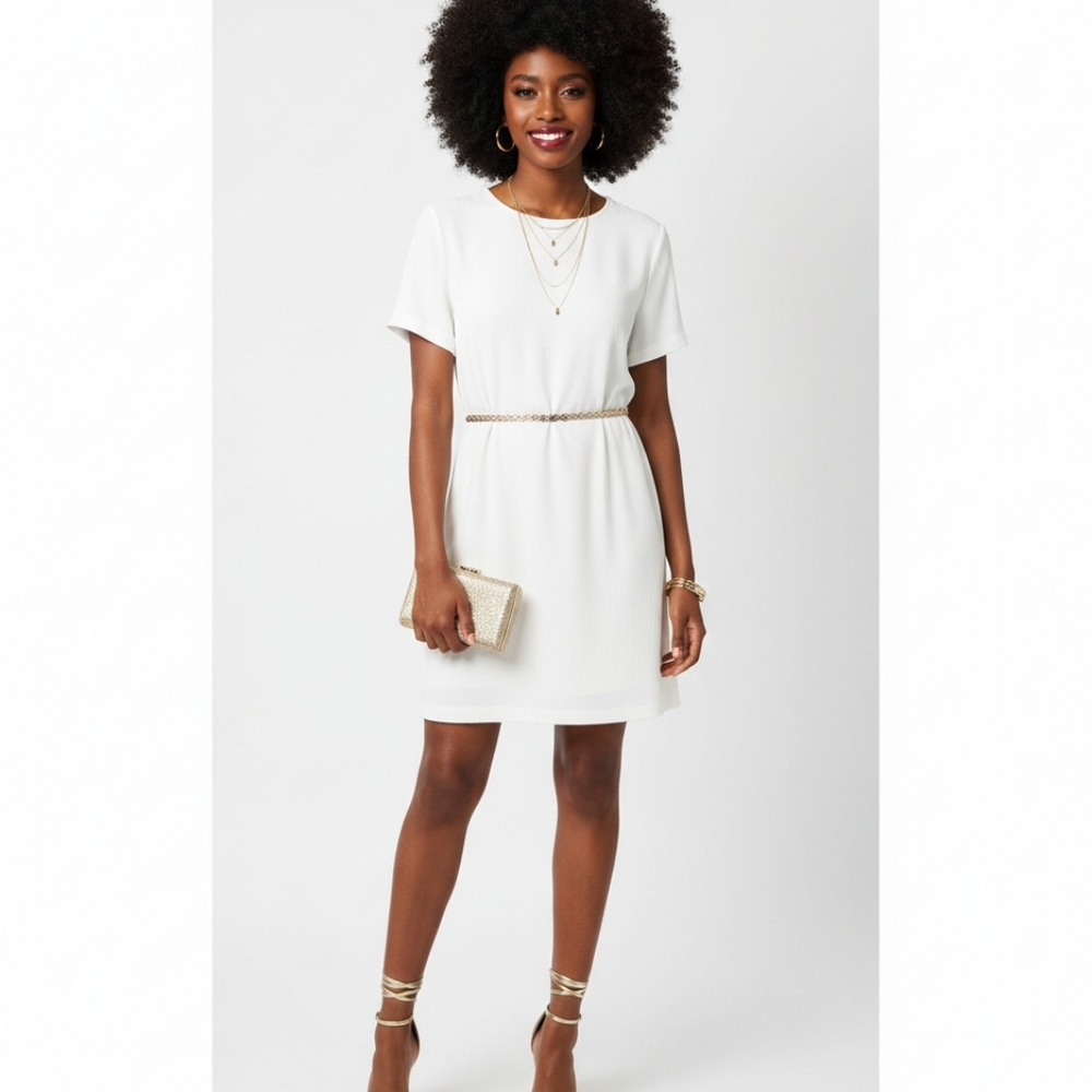 🩵LULUS womens L white rayon crinkled open back dress